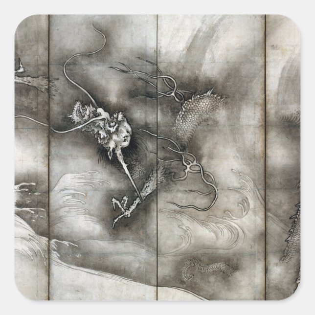 Sesson Shūkei Dragon Square Sticker (Front)