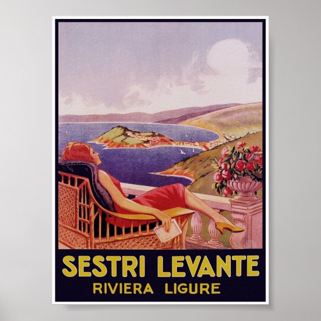 Sestri Levante Italy Vintage Travel Poster (Front)
