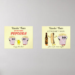 Set 14 x 11 Art Prints Movie Theater Concession