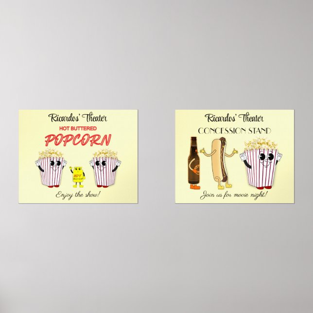 Set 14 x 11 Art Prints Movie Theatre Concession  (Front)