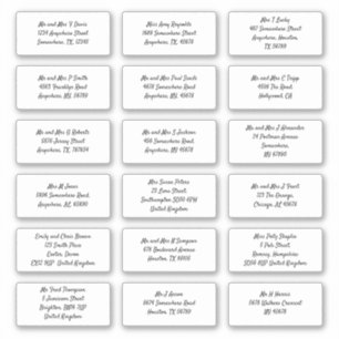 Set 18 Individual Recipient Name Address Shipping