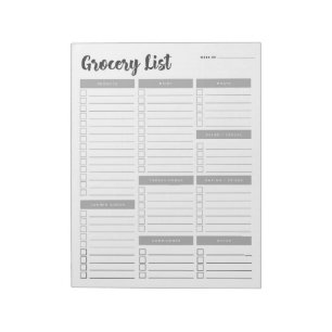 Set 1 Grocery List Notepad
