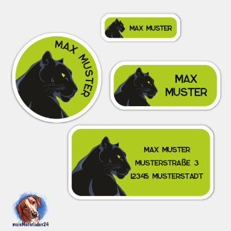 Set - 24 name stickers Black Panther green |