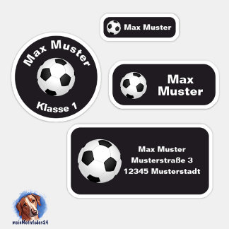 Set - 24 Name Stickers Soccer black |