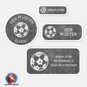 Set - 24 Namensaufkleber Fußball Tafel   