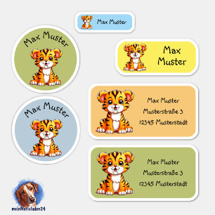 Set - 24 Namensaufkleber Kleiner Säbelzahntiger