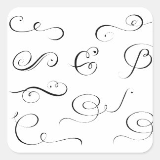 Set calligraphic page decoration square sticker