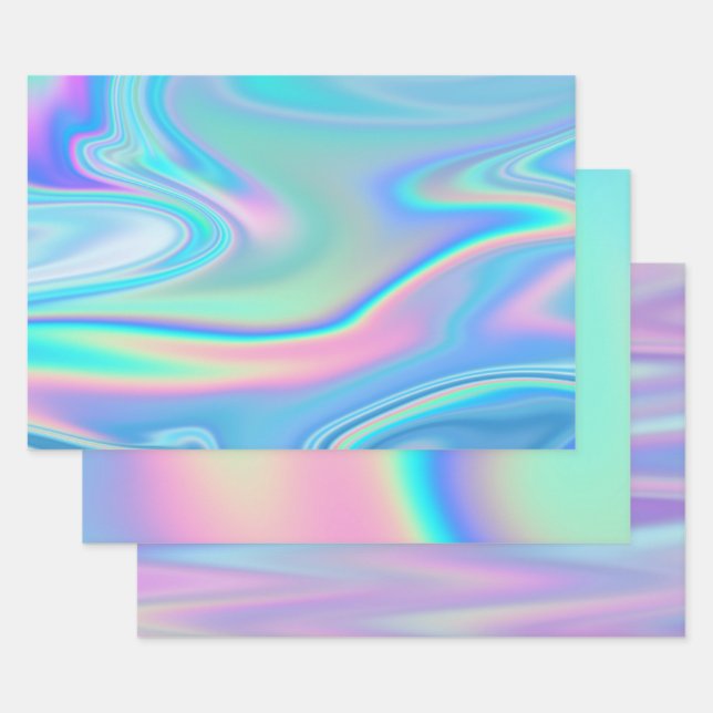 Set Colorful Holographic Wrapping Paper (Set)