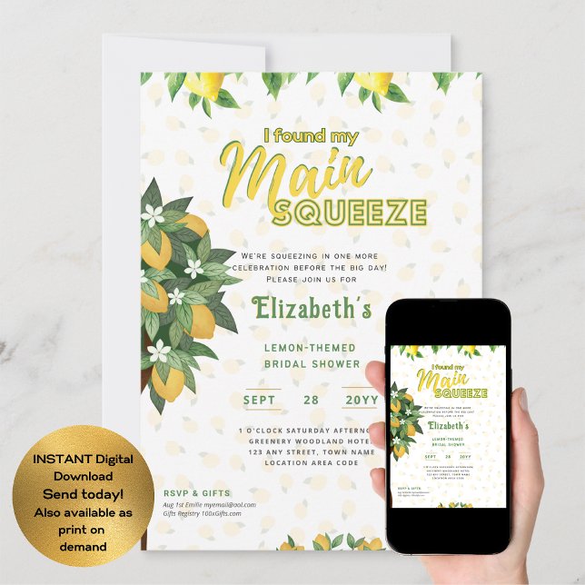 Set for Summer | Fun Lemon Squeeze Bridal Shower Invitation (Creator Uploaded)