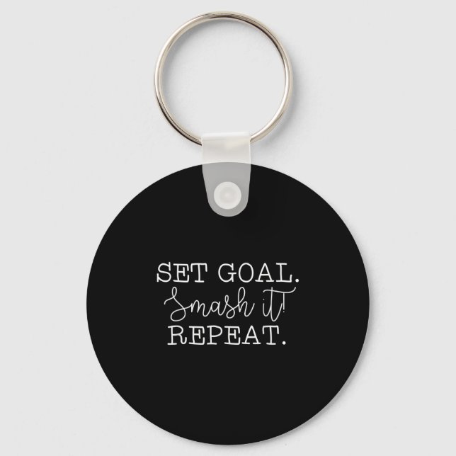 Set Goal Smash It Repeat Motivational Goal Setting Key Ring (Front)