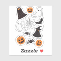 Set Hallowin stickers, pumkin, web, spider, ghost.