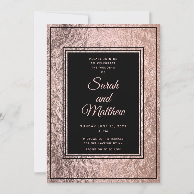 Set In Rose Gold Wedding Invitation Suite (Front)