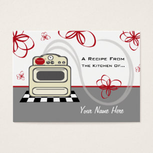 Set Of 100 Recipe Cards - Retro Stove Red Kitchen