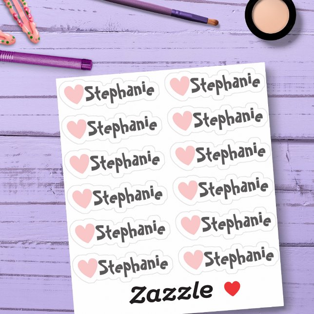 Set of 12 Small Whimsical Heart Name Labels (Whimsical heart name labels 💗)