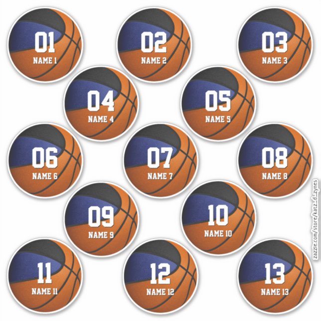 set of 13 blue black team colours basketball (Front)