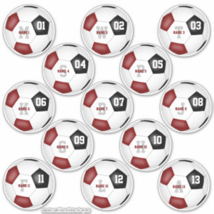 set of 13 maroon black soccer team kids party