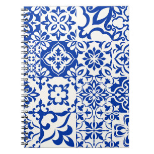 Set of 16 tiles Azulejos in blue,  white. Original Notebook