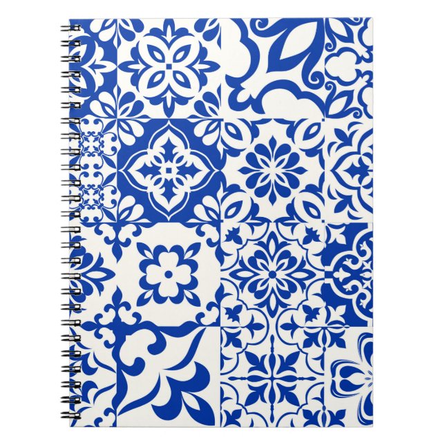 Set of 16 tiles Azulejos in blue,  white. Original Notebook (Front)