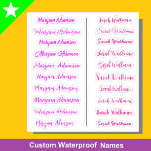 (Set of 20) Pink Simple Name Stickers for Girls