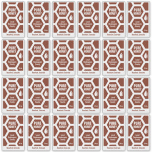 Set of 24 Transparent Honeycomb Honey Jar Labels