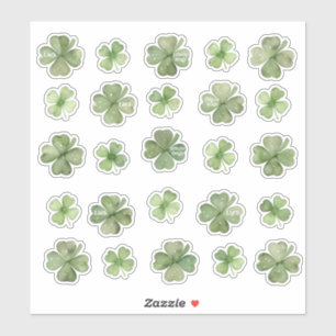 Set of 25 Watercolor Shamrock Vinyl Stickers