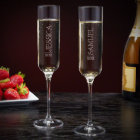 Set of 2 Classic Engraved Tall Champage Flutes