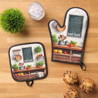 Set of 2 Oven Mitt & Potholder | Personalize Gift