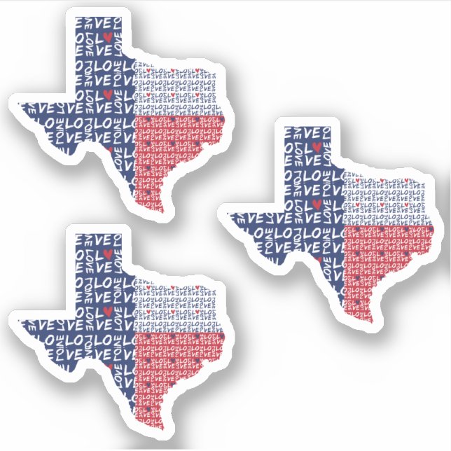 Set of 3 All the Love In Texas State Flag (Front)