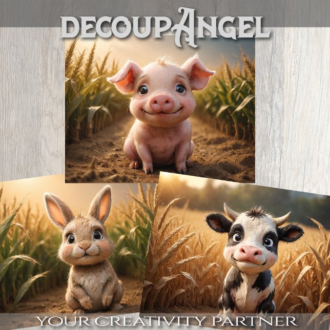 Set of 3 Baby Farm Animals Wrapping Paper Sheet (Creator Uploaded)