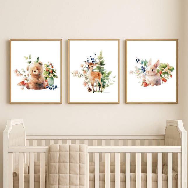 Set of 3 Baby Nursery Lovely Woodland Animals (Creator Uploaded)