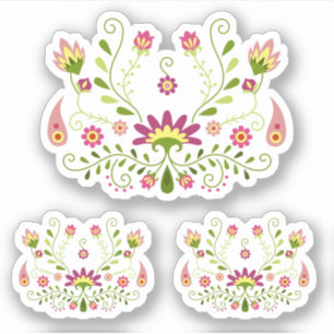 Set of 3 Pink Traditional Mexican Floral