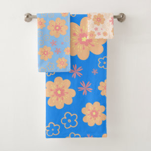 Set of 3 Retro Floral Pattern Towel Set