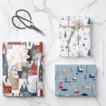 Set of 3 Scenic Winter Wonderland Country Villages Wrapping Paper Sheet<br><div class="desc">Set of 3 scenic country,  winter wonderland wrapping papers that feature antique homes and churches,  lots of trees,  birds,  deer and foxes. They all coordinate with each other so you can create a beautiful stack of gifts!</div>