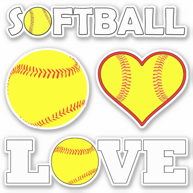 Set of 4 Fastpitch Softball Player Love Sports (Front)