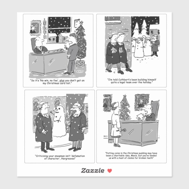 Set of 4 Funny Legal Theme Cartoons. (Sheet)