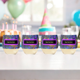Set of 4 Name Your Poison Stemless Wine Glass