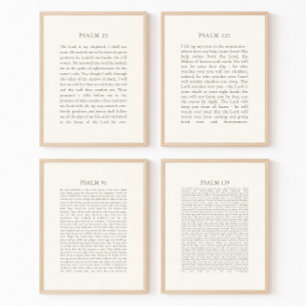 Set of 4 Psalms Wall Art - Psalms 23, 121, 91, 139