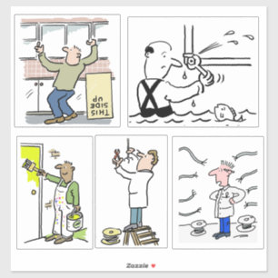 Set of 5 different tradesmen cartoons.
