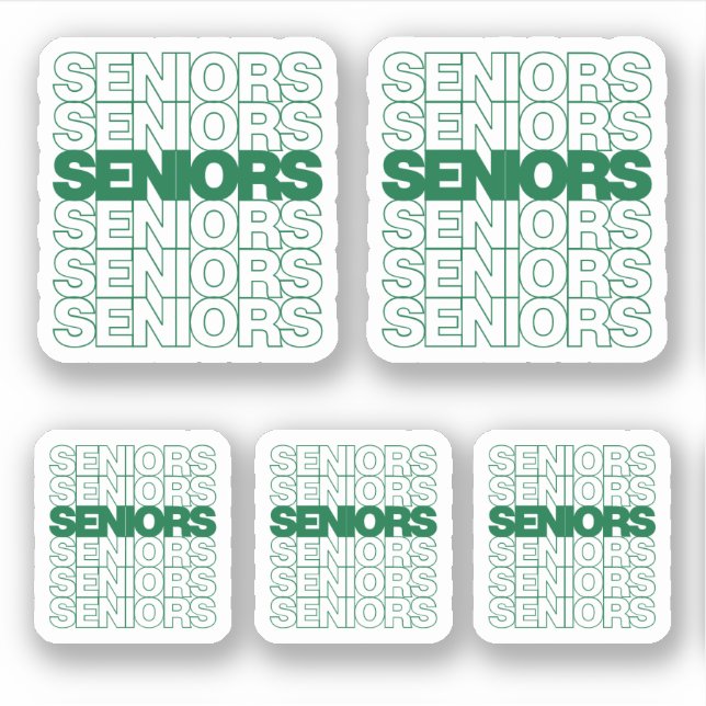Set of 5 Green Seniors Seniors Seniors Custom-Cut (Front)