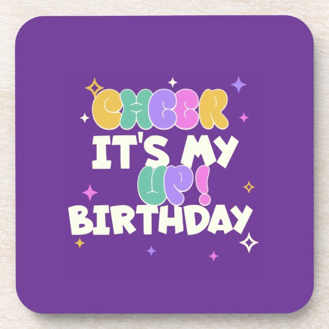 SET OF 6 BIRTHDAY CHEER UP PLASTIC COASTERS  (Front)