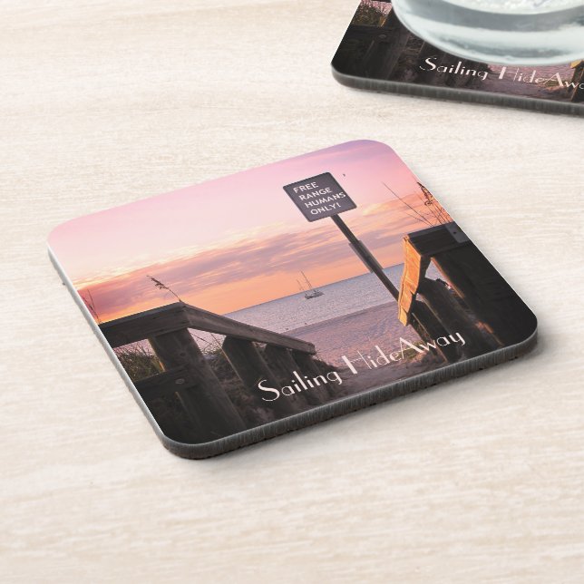 SET OF 6 Coasters Tropical Sailboat Beach Sunrise  (Left Side)