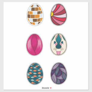 Set of 6 Colorful Easter Eggs