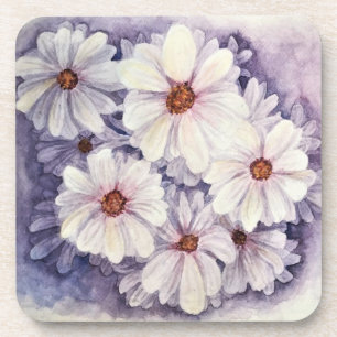 Set of 6 Cork Back Coasters Lavender African Daisy