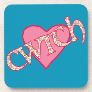 Set of 6 Cork Coasters with Welsh Cwtch and Heart