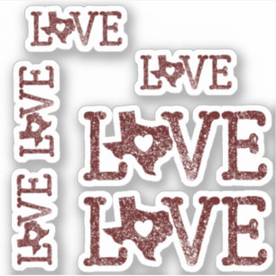 Set of 6 Distressed Texas Love Aggie Maroon