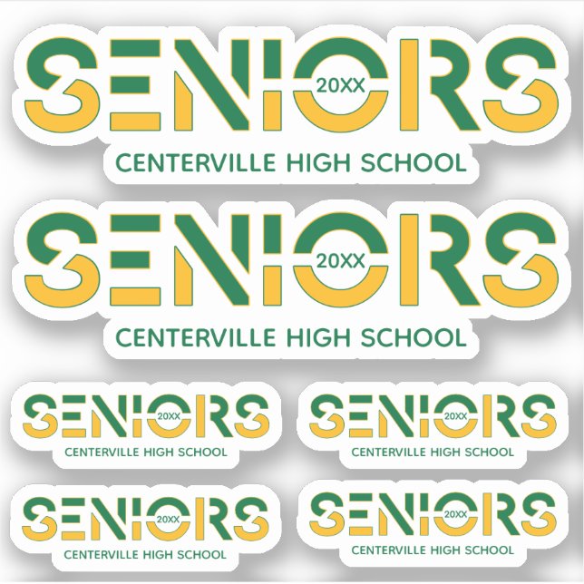 Set of 6 Green & Yellow Two-Colour Seniors Sliced (Front)