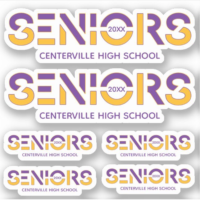 Set of 6 Purple & Yellow 2-Colour Seniors Sliced (Front)