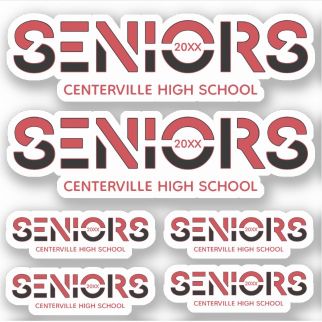 Set of 6 Red & Black Two-Colour Seniors Sliced (Front)