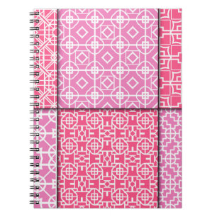 Set of 6 seamless geometric pattern. Vintage illus Notebook