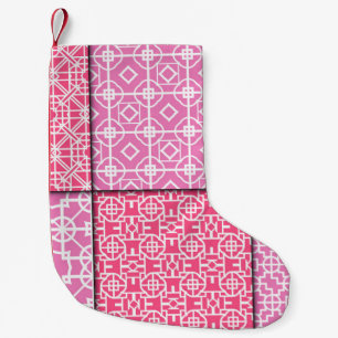 Set of 6 seamless geometric pattern. Vintage illus Small Christmas Stocking